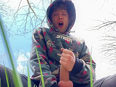 Sweet Boy Jerking His Big Dick (23cm) Outdoor – Gay Boy